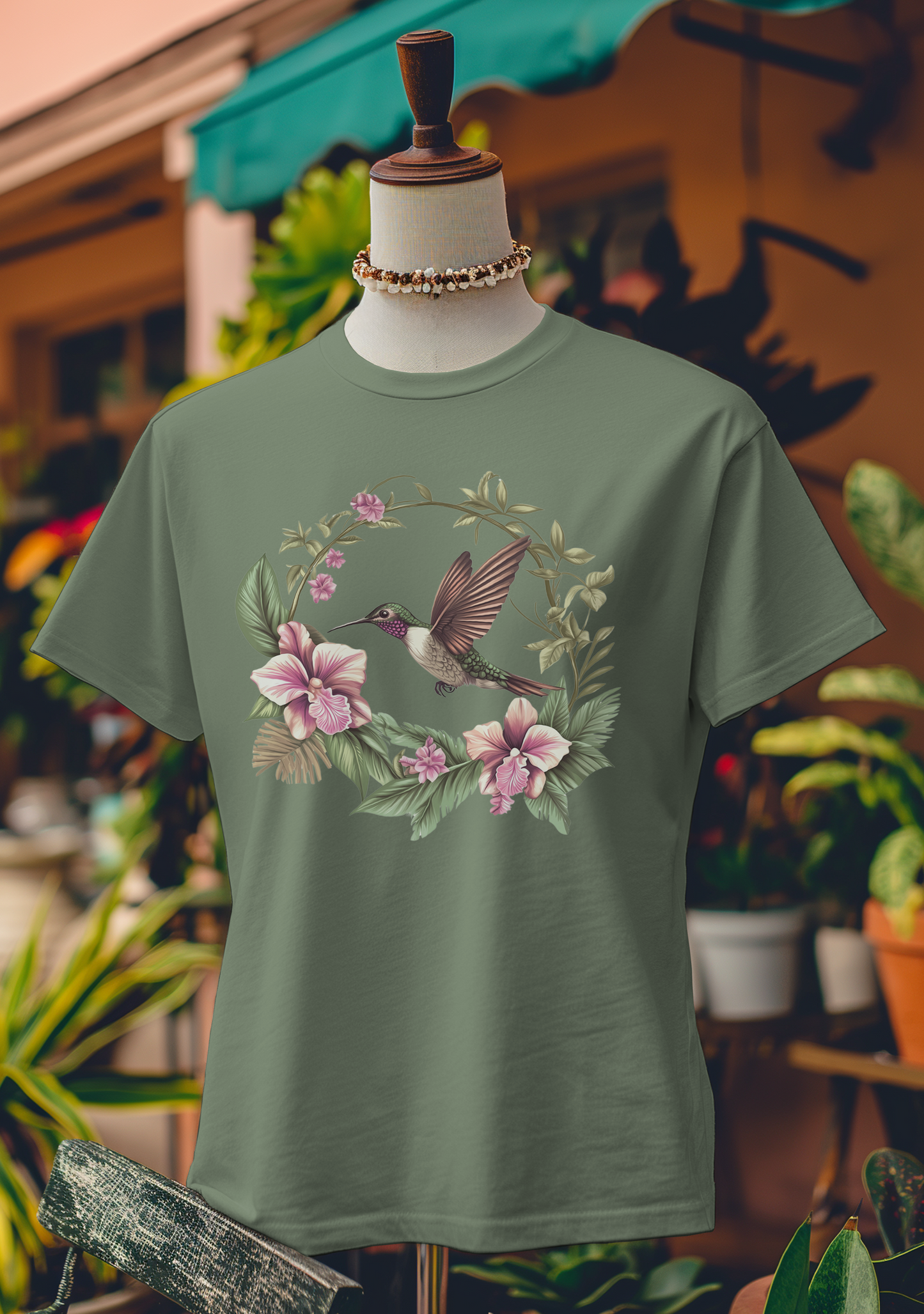 Hummingbird and Orchid Harmony T-Shirt