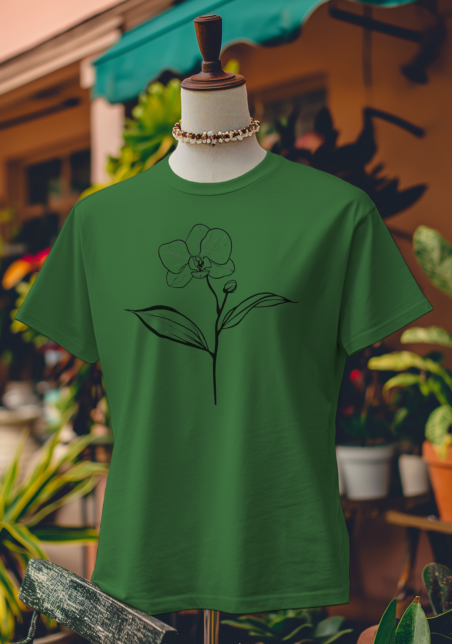 Minimalist Orchid Line Art T-Shirt