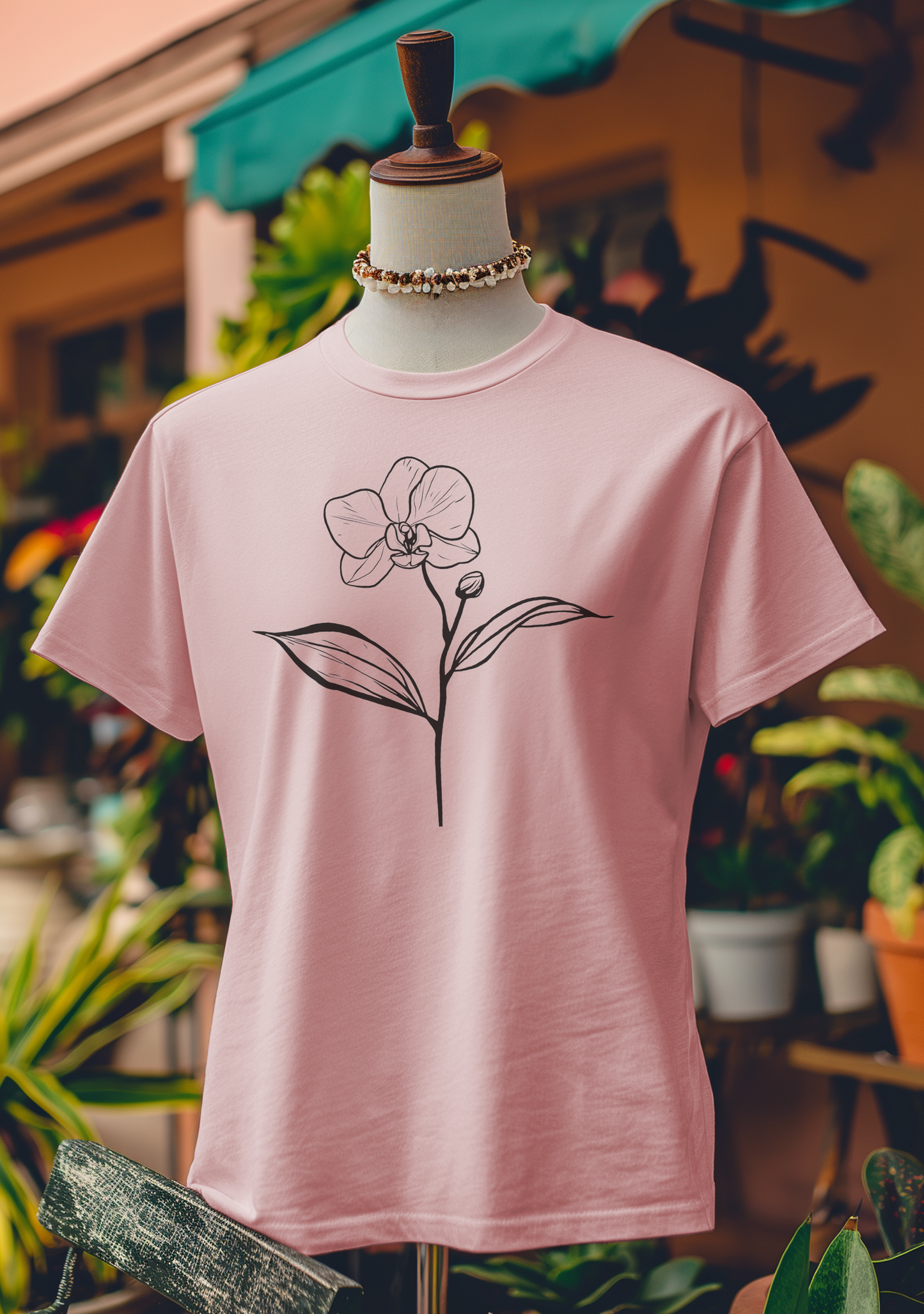 Minimalist Orchid Line Art T-Shirt