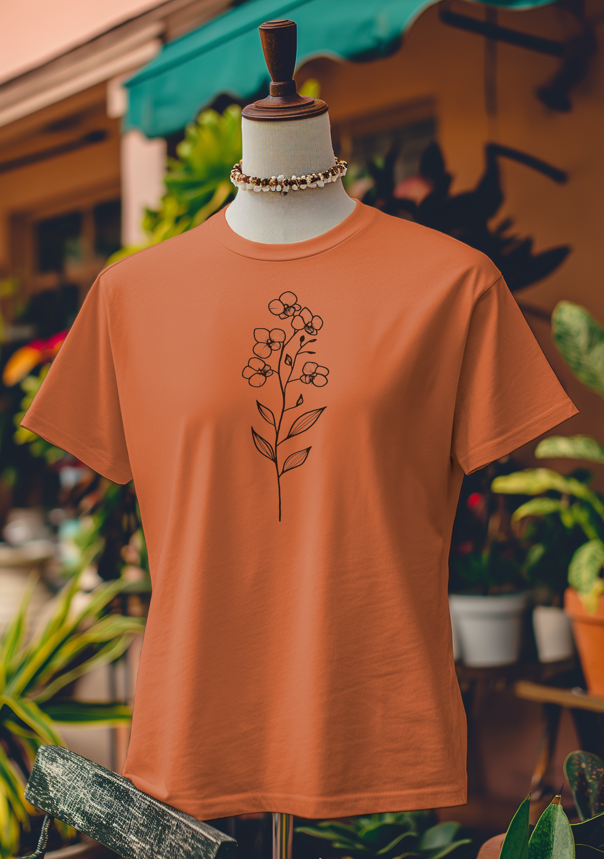 Elegant Orchid Sketch T-Shirt