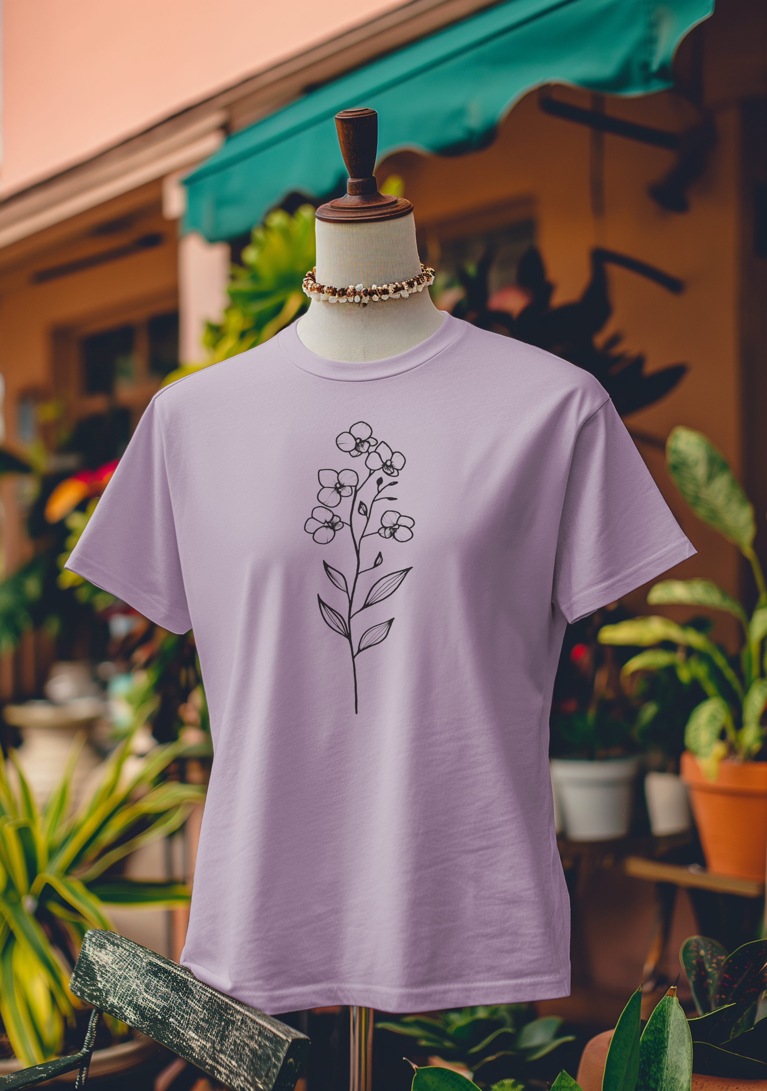 Elegant Orchid Sketch T-Shirt