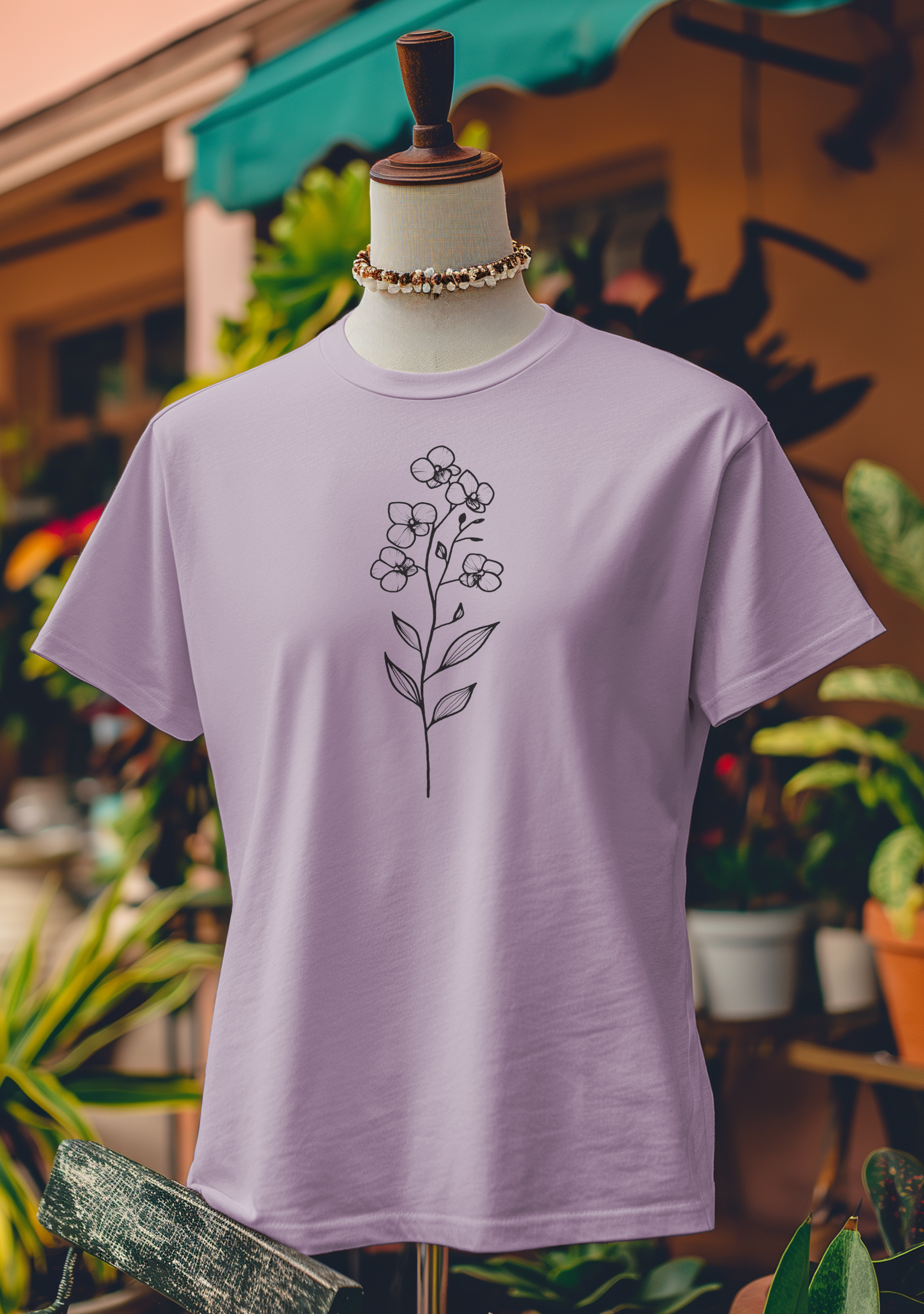 Elegant Orchid Sketch T-Shirt