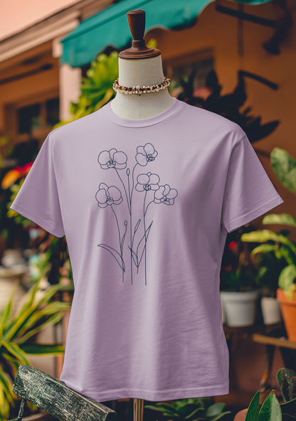 Minimalist Orchid Line Art T-Shirt