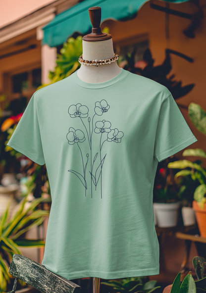Minimalist Orchid Line Art T-Shirt