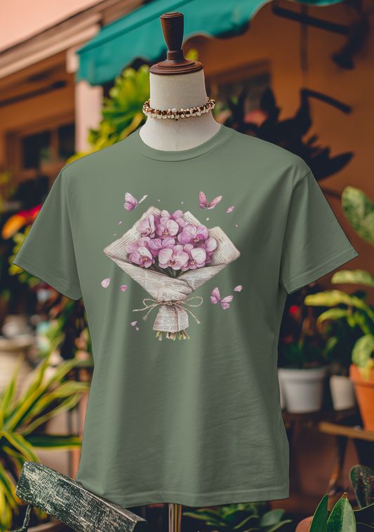 Orchid Bouquet & Butterflies T-Shirt