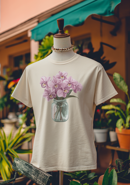 Orchids in Bloom Mason Jar T-Shirt
