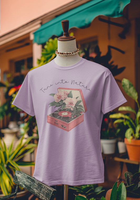 Tune into Nature Vintage Orchid Record Player T-Shirt